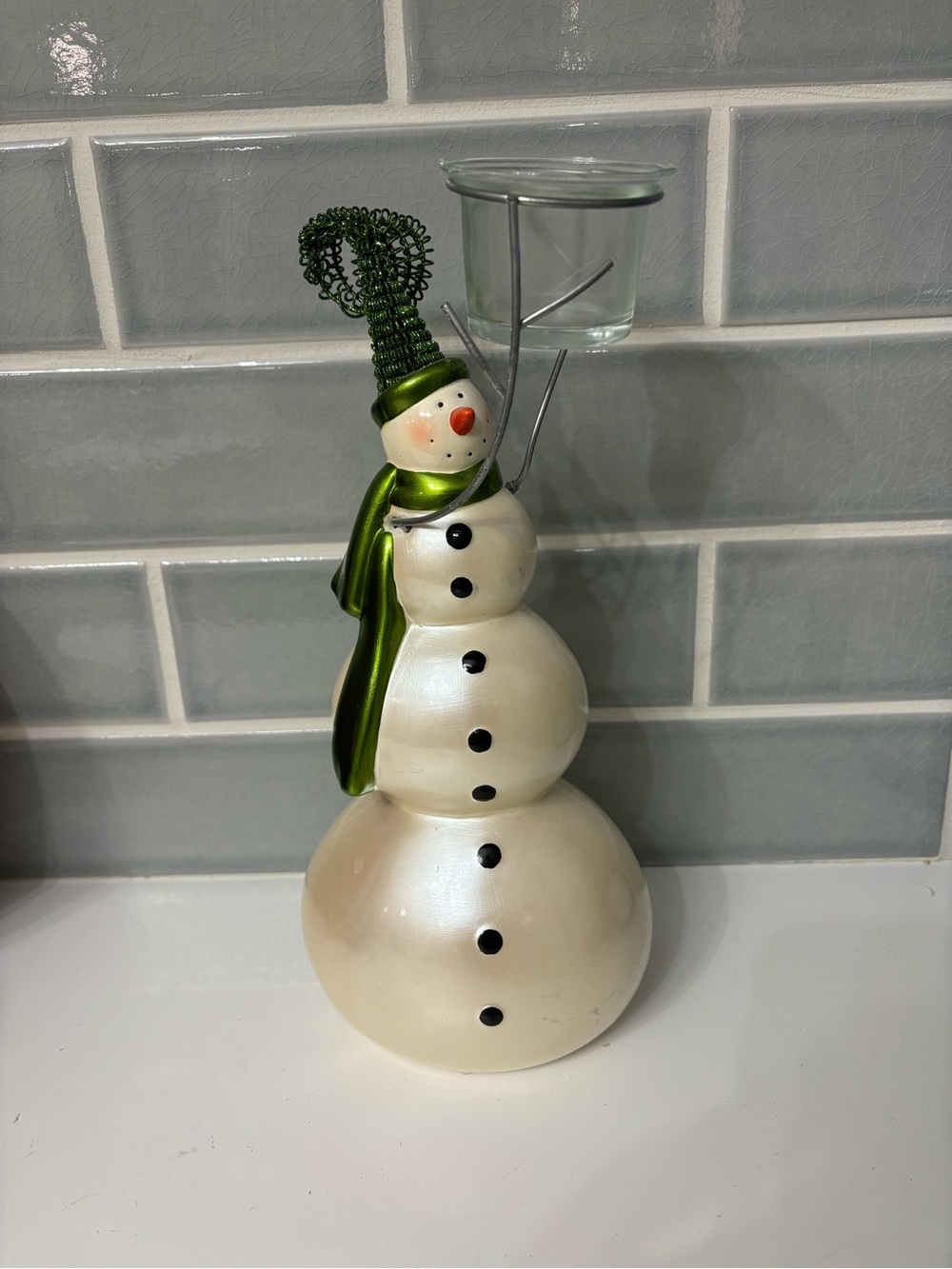 Pier one snowman votive candle holder